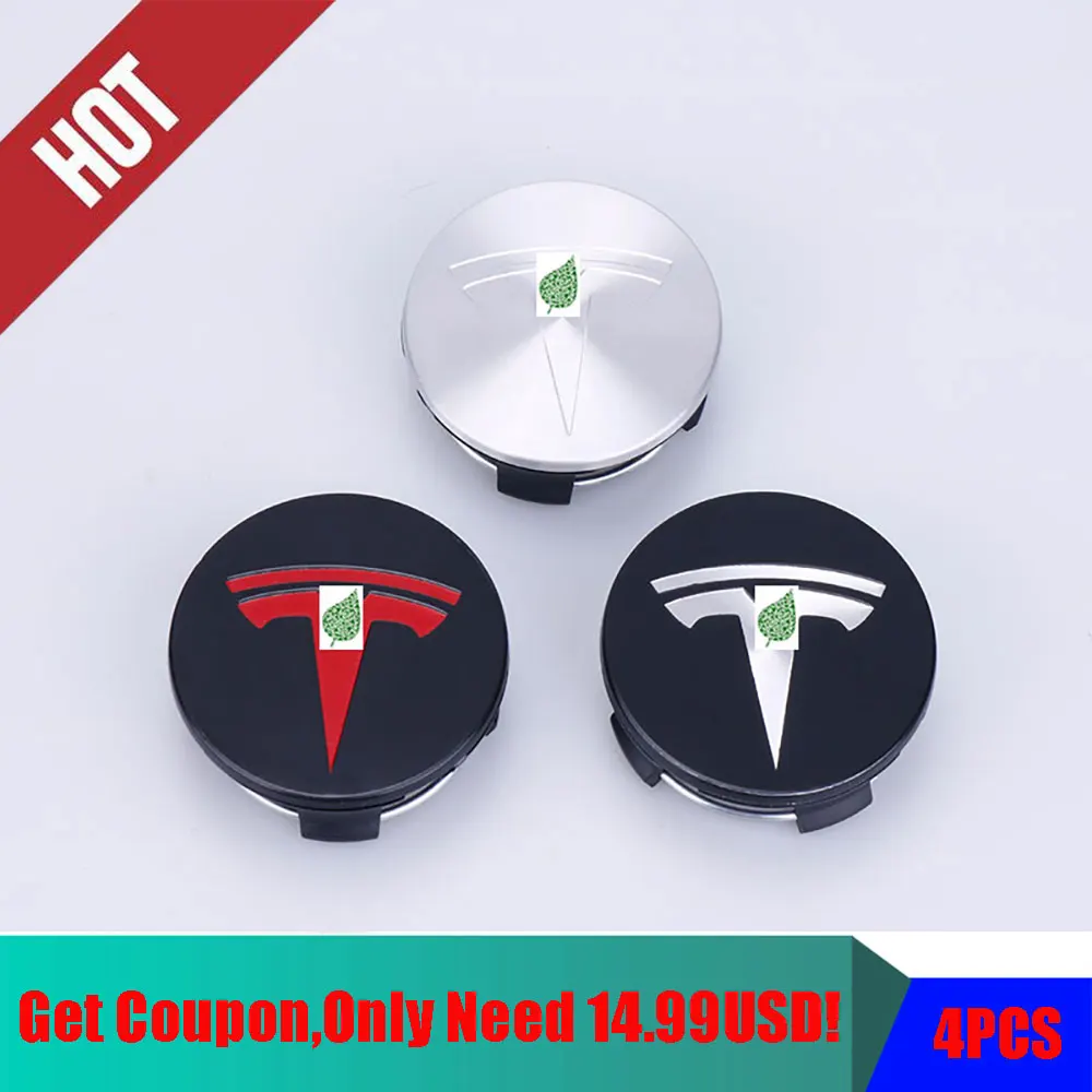 

For Tesla Model 3 Y S X Stainless Steel Wheel Center Caps Hub Cover Logo Badge 4Pcs