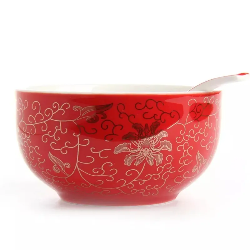 Дракон и феникс свадебный gaiwan чайная чаша китайский красный ted чайная чашка и блюдце набор - Цвет: Soup Bowl Ratton