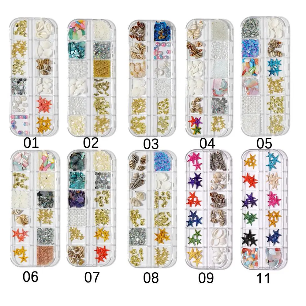 12 ячеек/коробка украшение для ногтей в морском стиле | Красота и здоровье