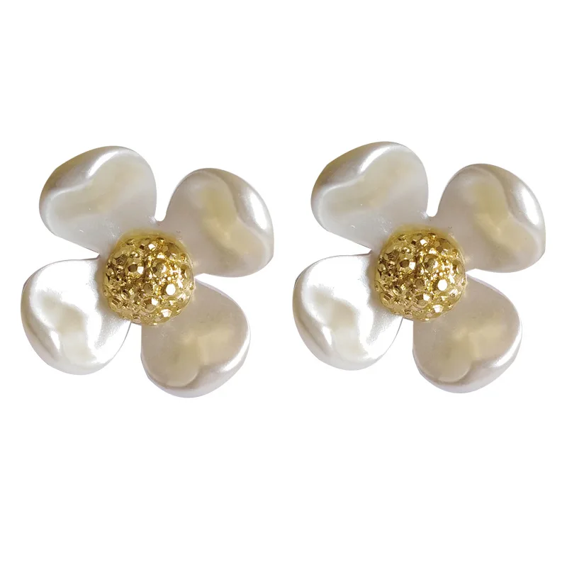 S925 иглы милые ювелирные изделия серьги золотое покрытие фея белый нежный цветок