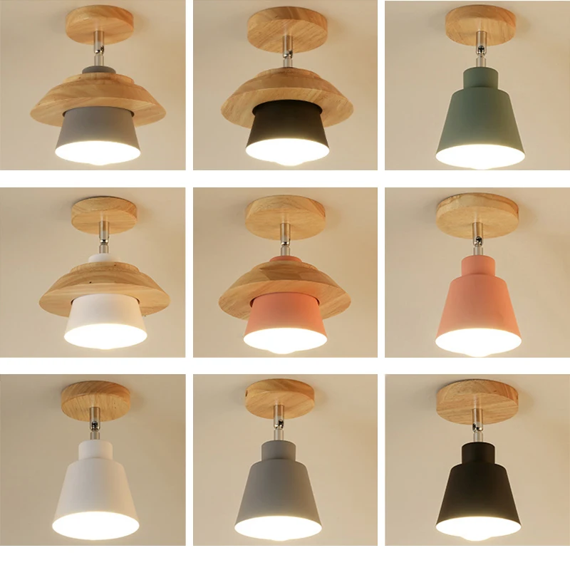 Современные светодиодные потолочные лампы деревянные плафонные вращающиеся