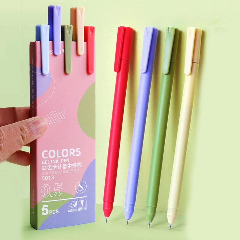 

Morandi Color Retractable Gel Pen 0.5mm Utra-fine Pen Tip 5PCS/Set Pen School Office Students Stationery Supply