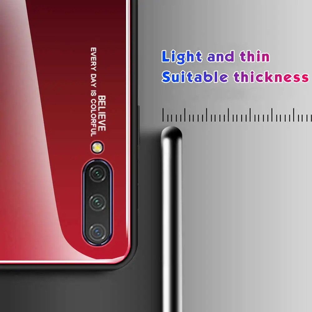 Чехол из закаленного стекла для Xiaomi Mi A2 A3 Lite 9T Pro CC9 CC9E Глянцевый цветной чехол с