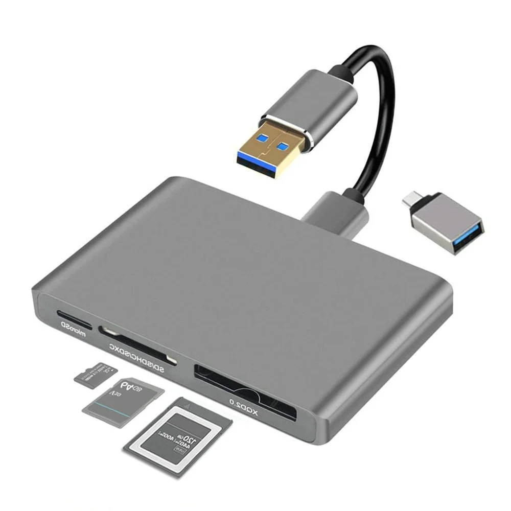 

2.0 XQD Card Reader 7 in 1 Hub with USB-C 3.0 Memory MicroSD SD Reader for Sony G/M Lexar 1400X 2933X Nikon DELKIN Devices, HP