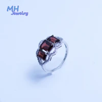 mh 100 natural red garnet octagonal cut gemstone ring 100 real 925 sterling silver rings for women wedding fine jewelry