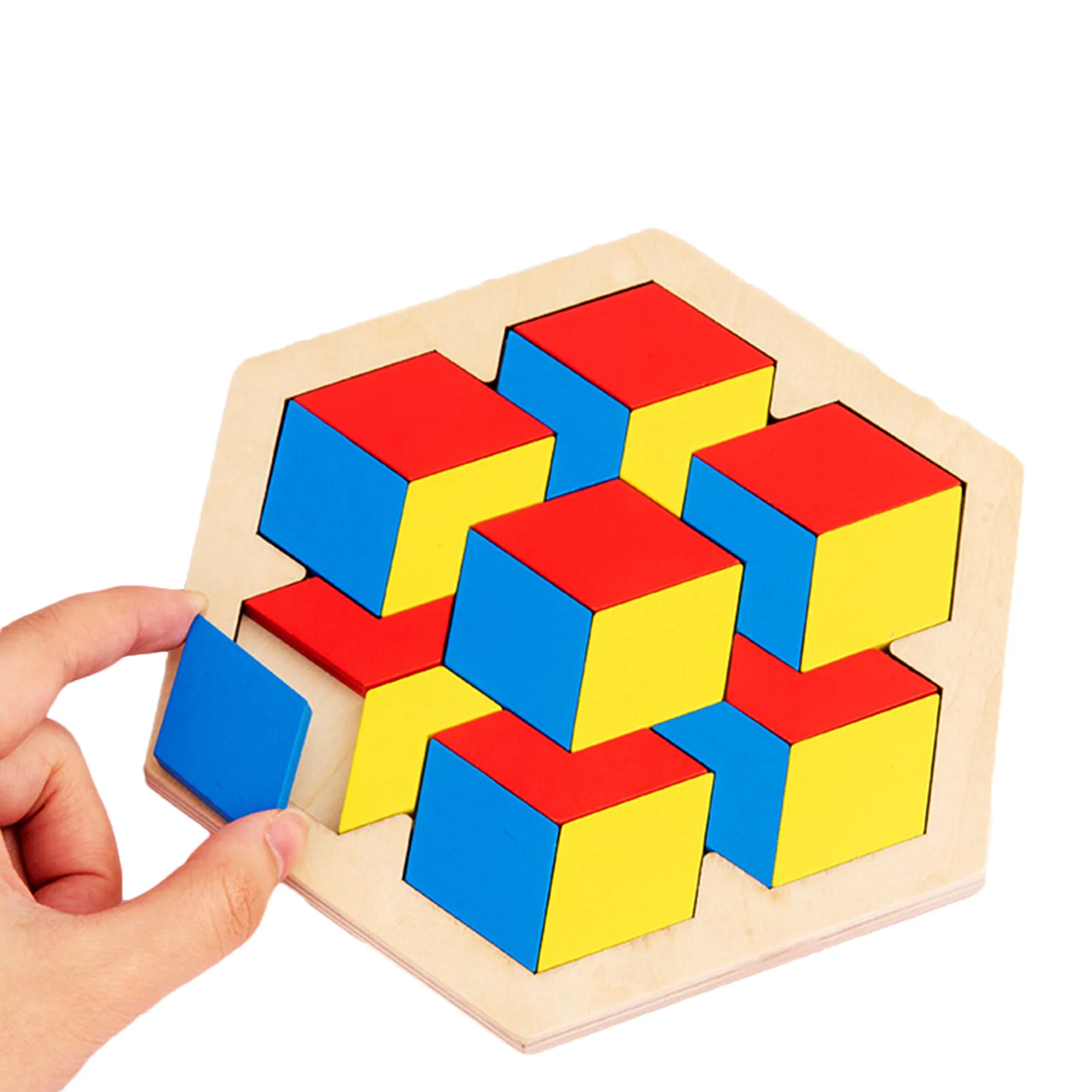Деревянная Шестигранная головоломка Tangram для детей геометрические формы узорные