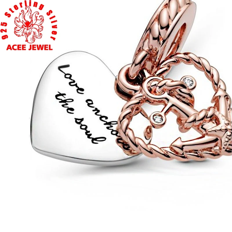 

2020 Authentic 925 Sterling Silver Rope Heart Love Dangle Charms Beads fit Original pandora Bracelets Women DIY Jewelry
