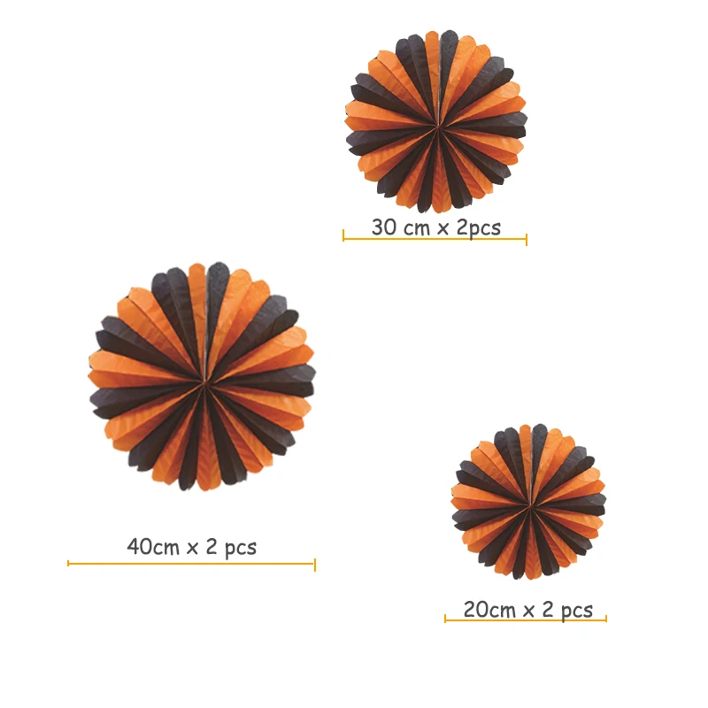 6 шт./компл. Diy Хэллоуин подвесные бумажные вееры набор смешанных цветов оранжевый
