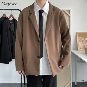 Casual Blazers Men Loose S-3XL Solid Color Single Breasted Retro Japan Style Artsy Office Notched Co in India