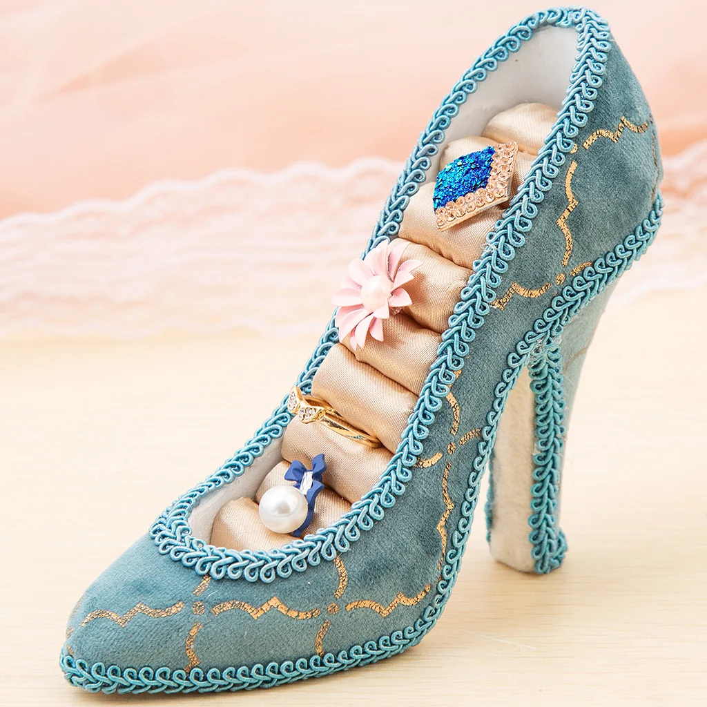 Женская обувь из смолы на высоком каблуке для хранения кольца сережки-гвоздики