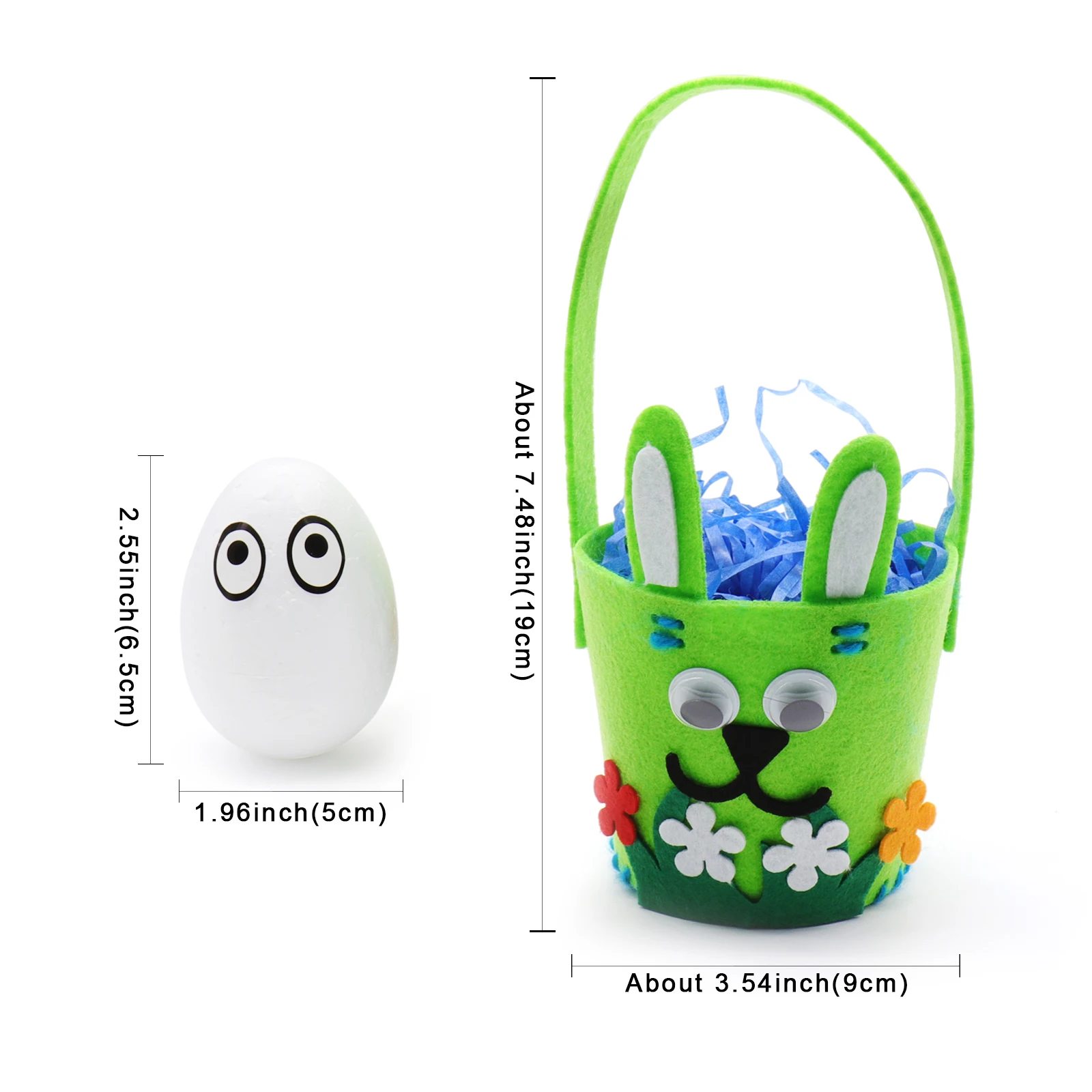 

1 Set DIY Handmade Basket With Foam Egg Easter Decoration Rabbit Basket Kids Favor Mini Basket DIY Accessories