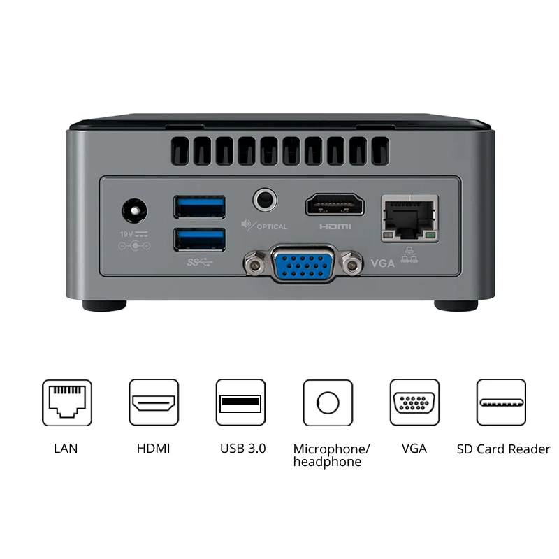 Мини ПК Intel NUC NUC6CAYH/HTPC Quad Core J3455 до 2 3 ГГц DDR3 WiFi Bluetooth 4k Поддержка двух мониторов Windows