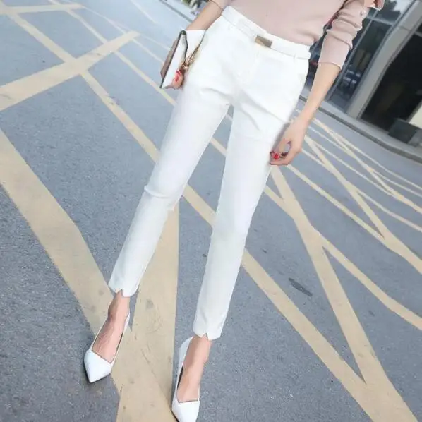 High Quality Women Suit Pants Skinny OL Office Lady Autumn White Pencil Waist Trousers Female Plus Size DV252 | Женская одежда