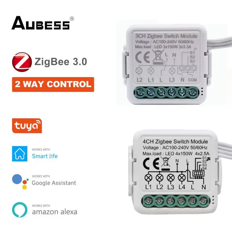 

10A ZigBeei Switch Module Smart Life Remote Voice Control Smart Light DIY Switch Module Smart Home With Alexa Google Home 4/3CH