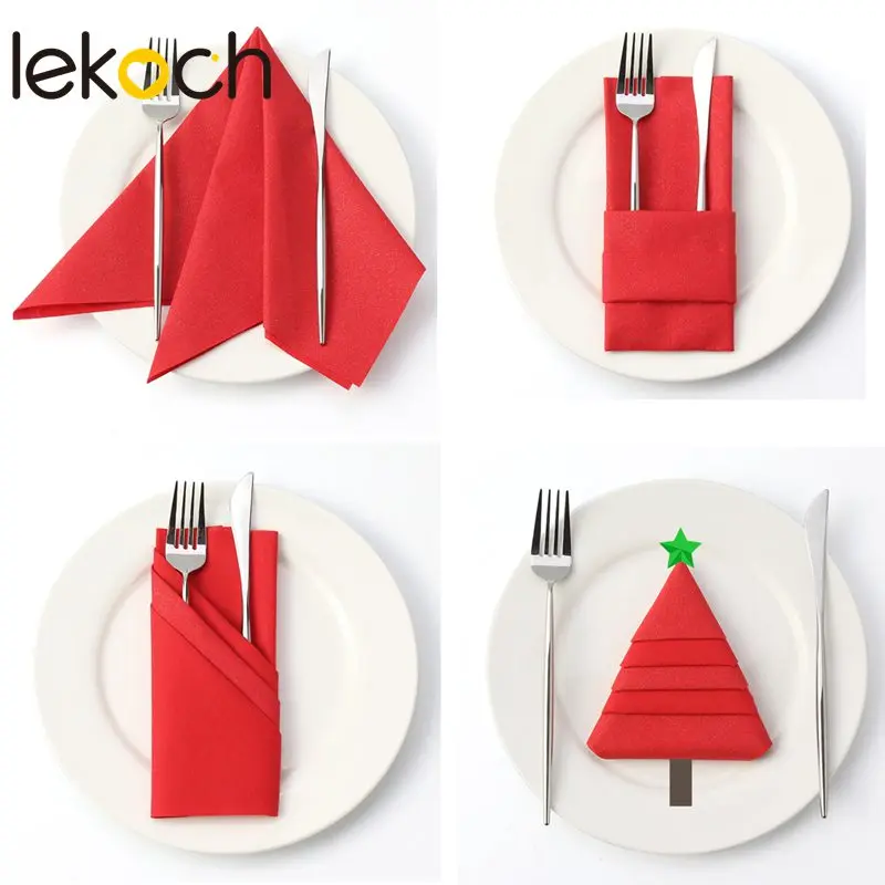 Lekoch Красные столовые салфетки квадратные карманные носовой платок для свадьбы
