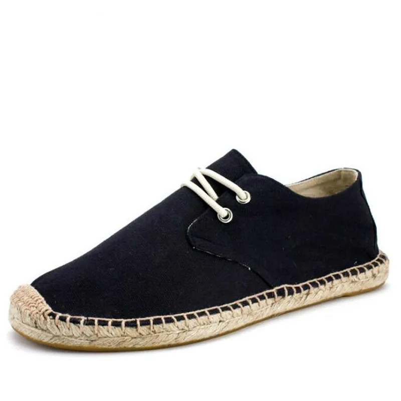 Summer male casual Canvas Shoes Black White Bule Hemp Insole Fisherman Light Ethnic Style men Flats Espadrille X1-12 | Обувь