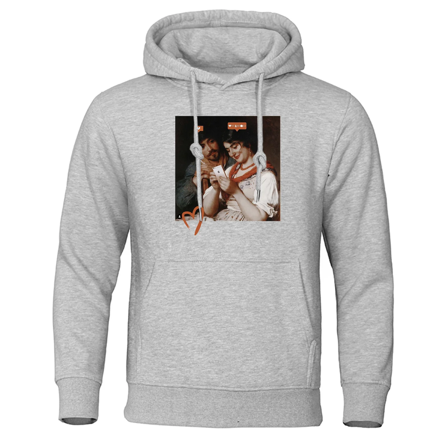 

Funny Painting Printed Men's Hoodies 2019 Autumn Warm Fleece Pullover Casual Male Sweatshirt Harajuku Streetwear Hoodies For Men