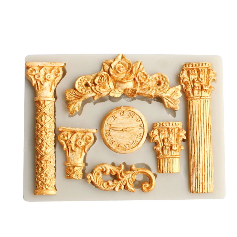 Европейский узор ретро Европейская римская колонна часы помадка форма для торта