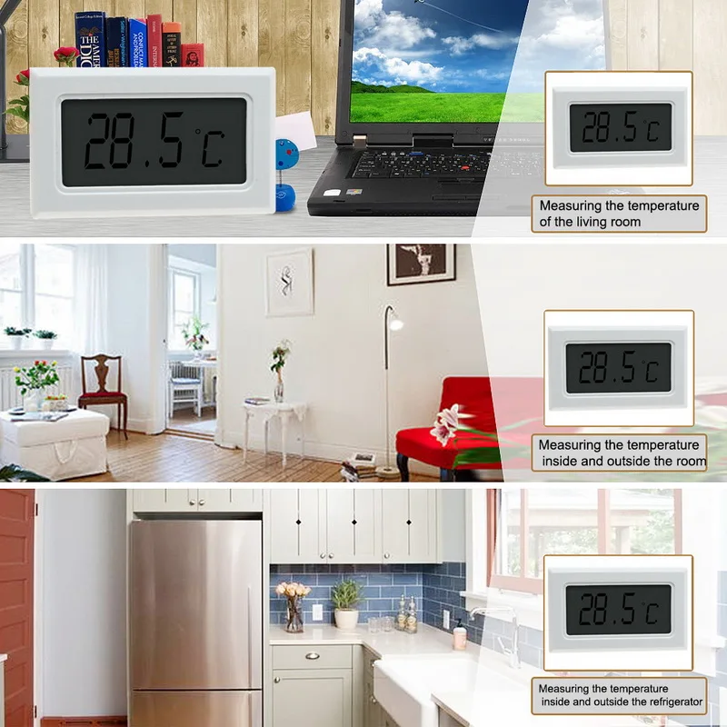 Mini Digital LCD Indoor Convenient Temperature Sensor Waterproof Freezer Aquarium Humidity Meter Thermometer Hygrometer Gauge |