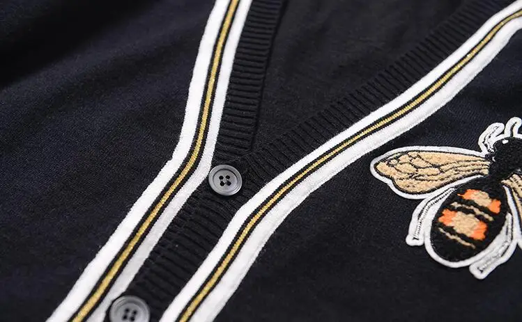 

New luxury Man Luxury Winter gentleman embroidery Bees Knit Casual Sweaters Cardigans Asian Plug Size High quality Drake #E197