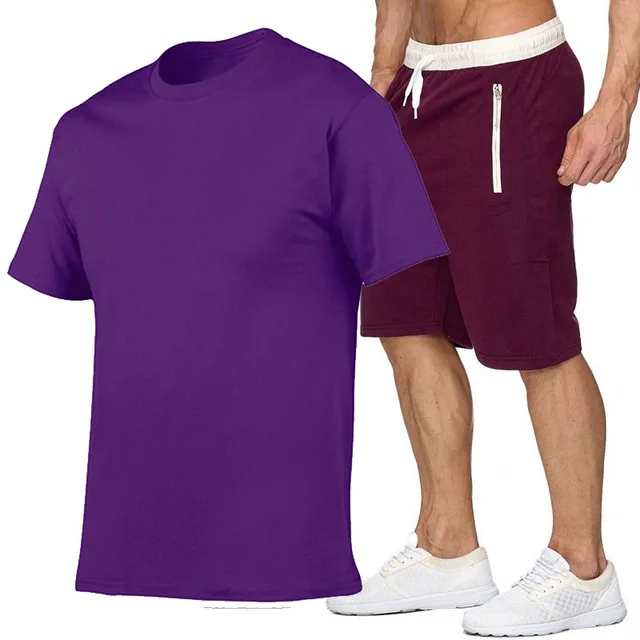 

Sports suit men's suit two piece crew neck Sports Top + shorts summer men's T-shirt shorts casual suit sportswear men's clothing