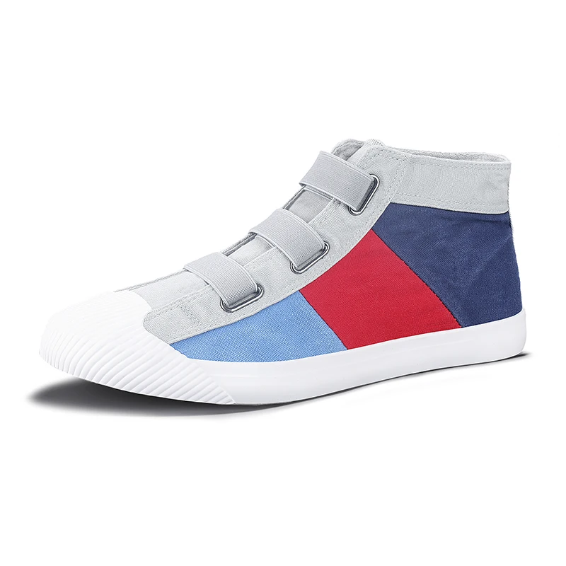 2022 Spring Unisex Canvas Sneakers Men High Top Colorblock Sport Skate Shoes Men Colorful Light Breathable Non-slip Trainers Men