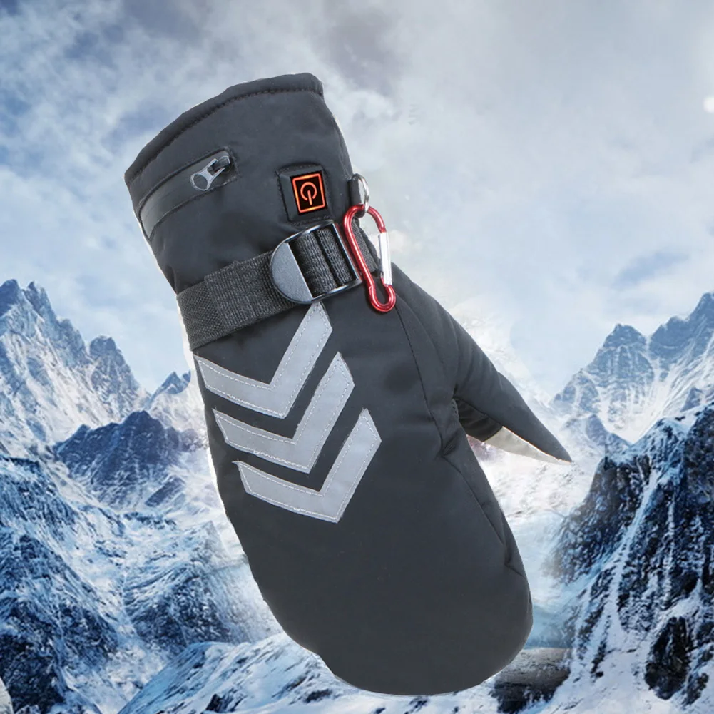 

Men Anti Slip Hiking Electric Rechargeable Windproof Heating Gloves Three Speed Temperature 7.4V Reflective Skiing Winter Warm