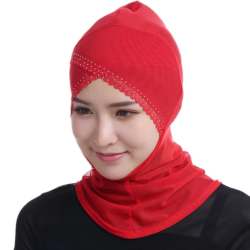 Горячая Алмазная кружевная мусульманская хиджаб шарф Джерси хиджабы крышка s