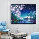 Пейзаж серии 11CT 9CT Китайская вышивка крестиком DMC цветок вишни звездное небо ручная работа шитье холст вышивка домашний декор