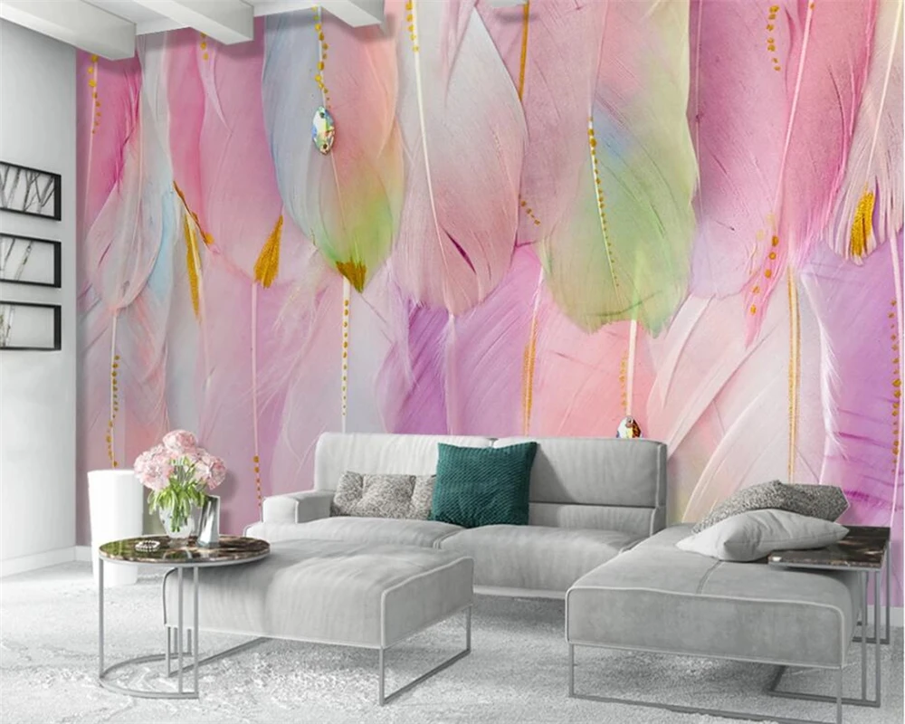 3d обои beibehang в скандинавском стиле с украшениями из перьев для гостиной ТВ фона