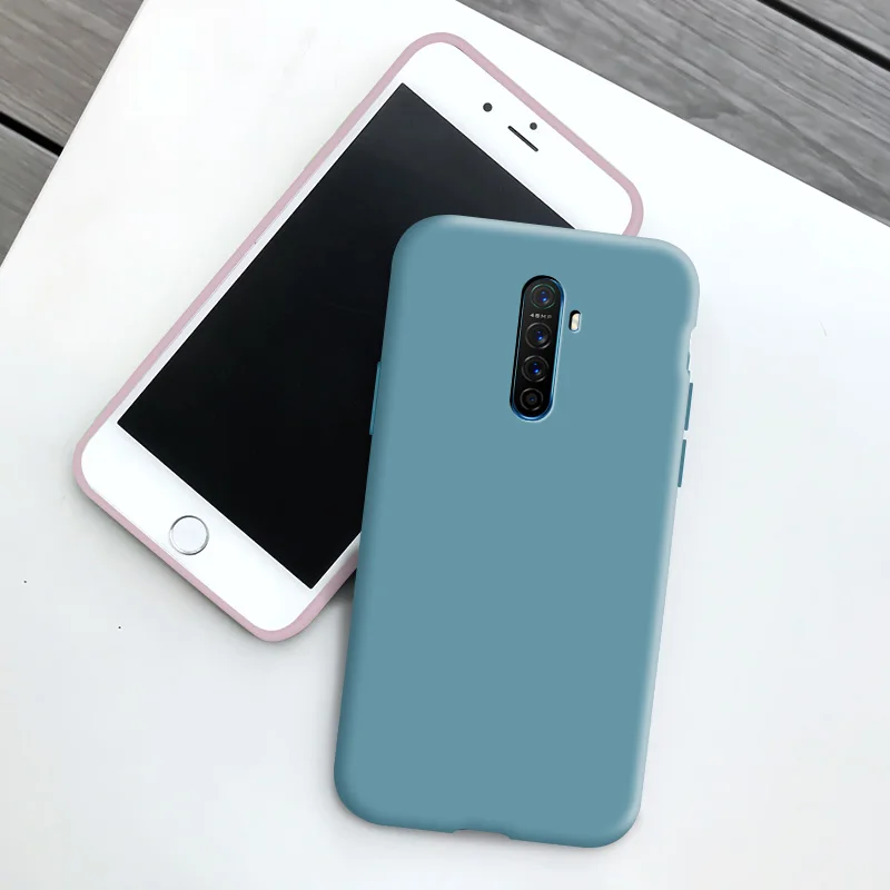 

For OPPO REALME X2 Pro Case Pure Color Silicone Case Macaron Colors Candy hue Soft TPU Simple Black Casing Phone Back Cover