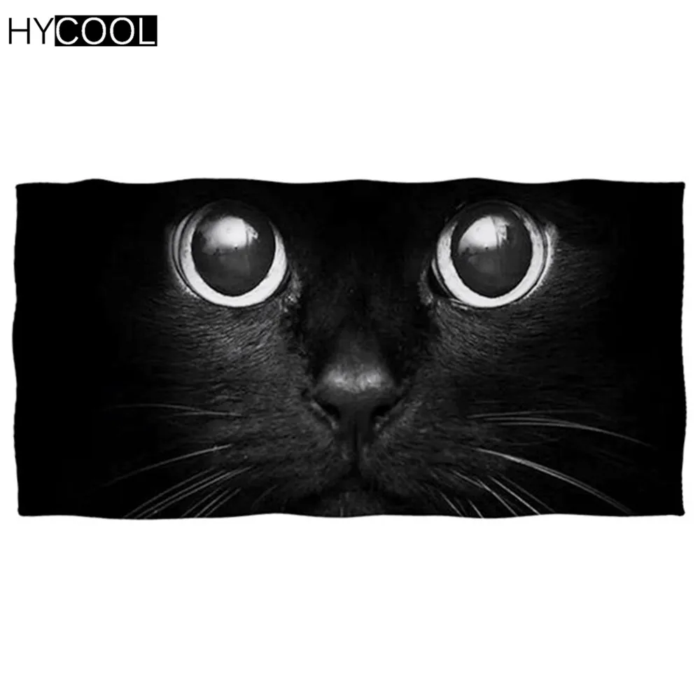

New Arrival Style Microfiber Comfort Bathing Towels Black Cat Printing High Absotbent Hotel Bathroom Quick Dry Face Hair Toalla