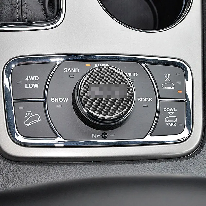 

Carbon Fiber Car Accessories Central control knob panel Parts Black stickers Used for Jeep Grand Cherokee 2014-2018