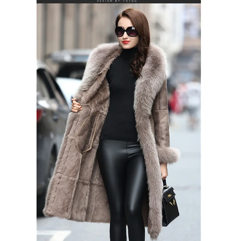 Новая женская куртка с большим воротником из лисьего меха зима 2020 Большие