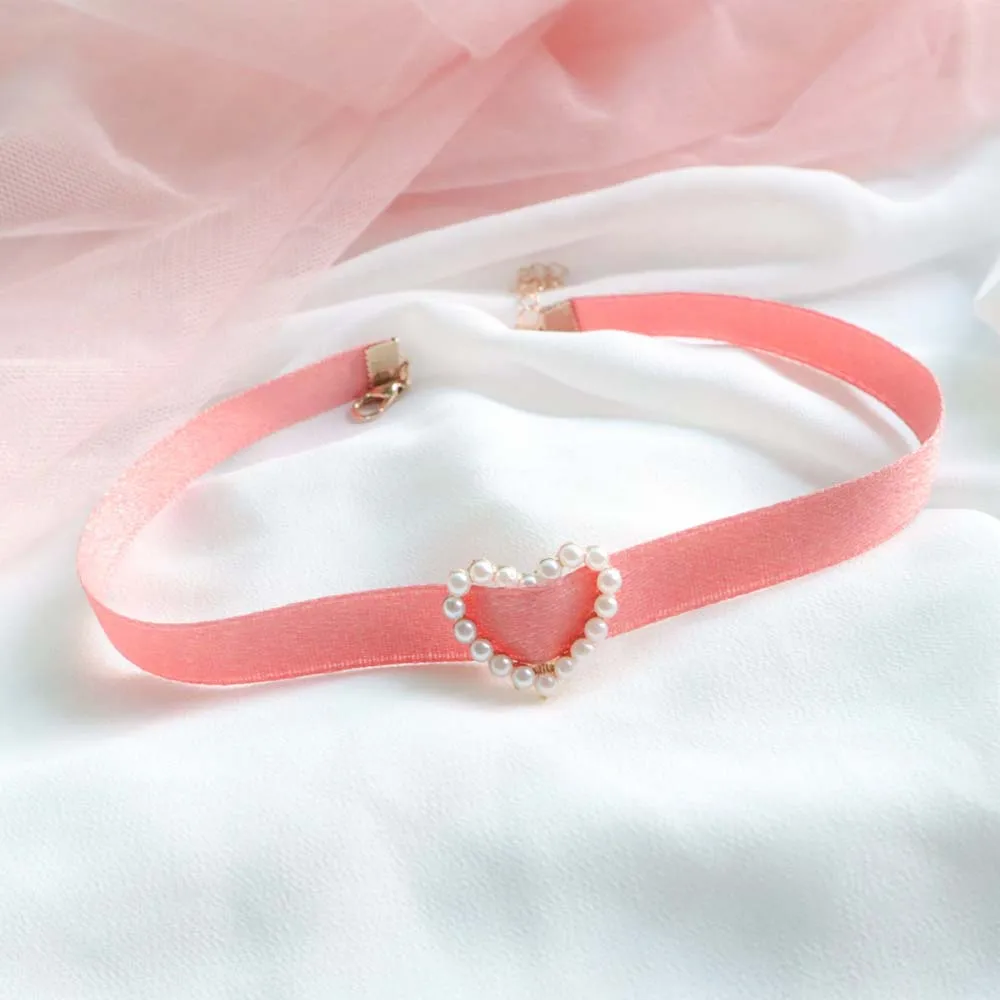 Модный весенний розовый персиковый кулон в форме сердца чокер короткие ожерелья