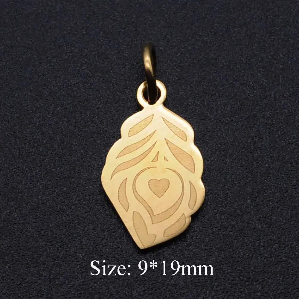 10pcs/lot Sun Feather Leaf 316L Stainless Steel DIY Charms Pendants For Making Necklace Accessories Gifts | Украшения и