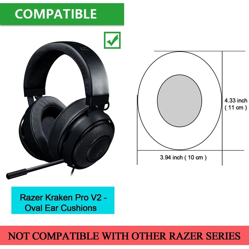 2 шт. Сменные подушечки для ушей из пены памяти Razer Kraken Pro V2 овальные наушники |