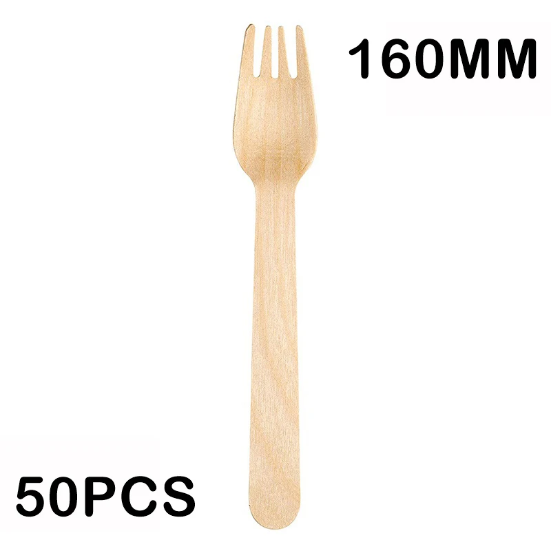 

Promotion - Home Party Wedding Supplies, 160mm Disposable Tableware Coffee Tea Stirrer/Ice Cream Wood Fork, 50/Pack