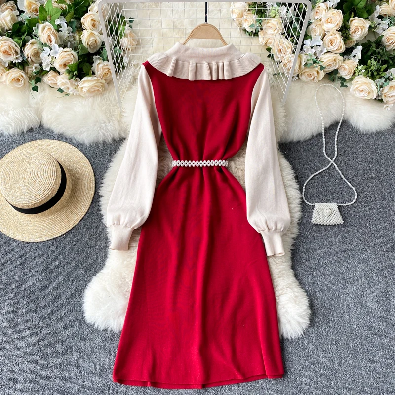 Ветра платье Женский Весна 2021 новый дизайн чувство хан издание вязание на юбке