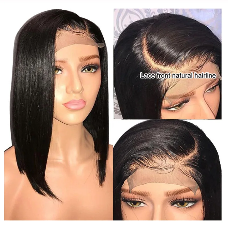 Mshere бразильские прямые человеческие волосы парики Remy Bob для коротких черных