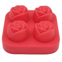 4 cavity ice cube tray rose shaped silicone ice ball maker for cocktails whiskey creative silicone chocolate mold home mold