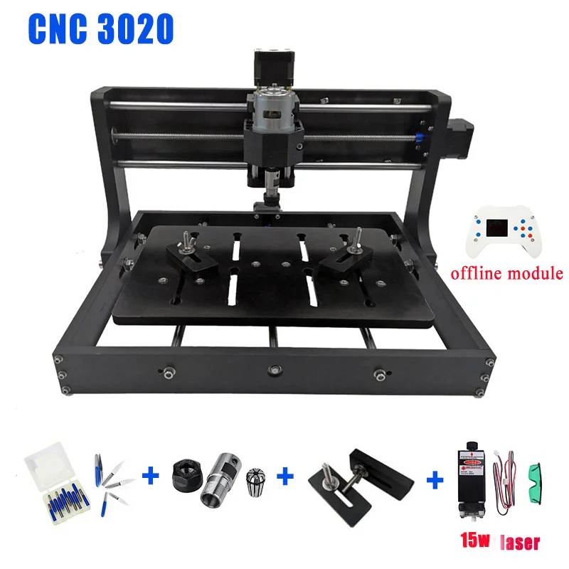 15w laser CNC 3020 лазерное гравированное дерево фрезерный станок с ЧПУ GRBL ER11 Хобби DIY гравировальный станок для древесины PCB ПВХ с автономным управлением - Цвет: 15w laser