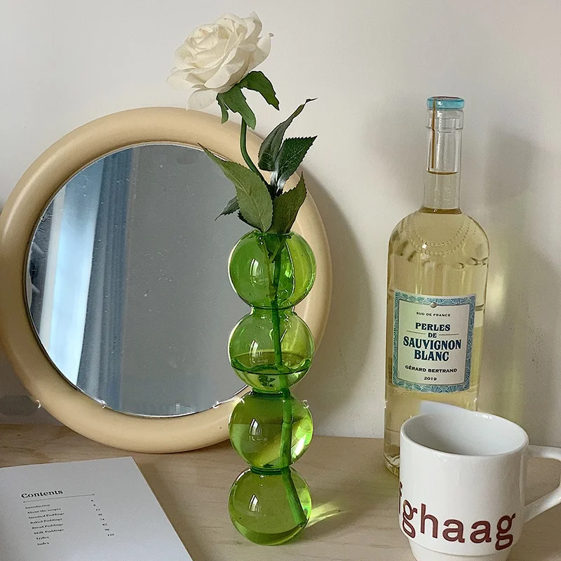 Ваза для цветов настольный стеклянный держатель бутылка домашний декор