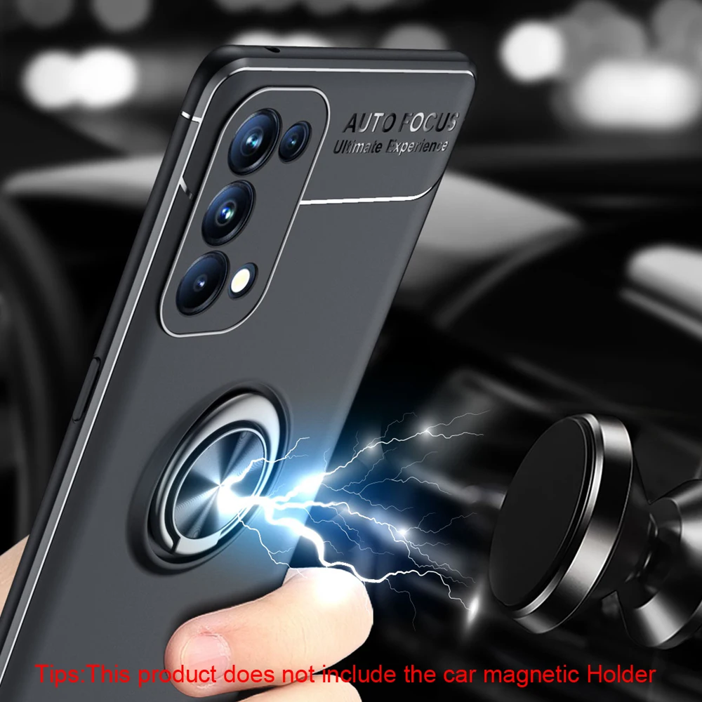 KEYSION Shockproof Case For OPPO A74 A54 5G A53S A55 A95 A94 A93 4G Silicone Metal Ring Stand Phone back cover for OPPO F19 Pro+