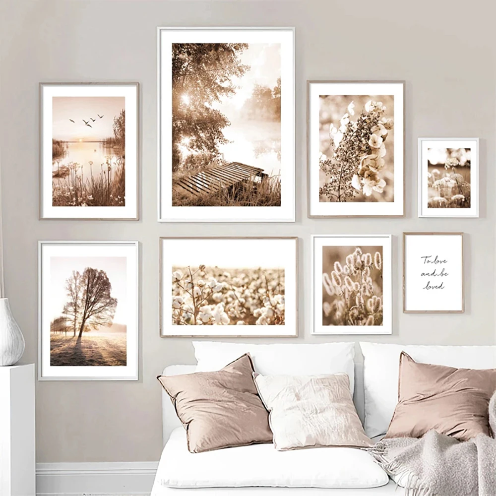 

Nordic Lake Bridge Dandelion Flower Reed Leaves Wall Art Canvas Painting Posters Prints Living Room Decor Cuadros Scandinavian