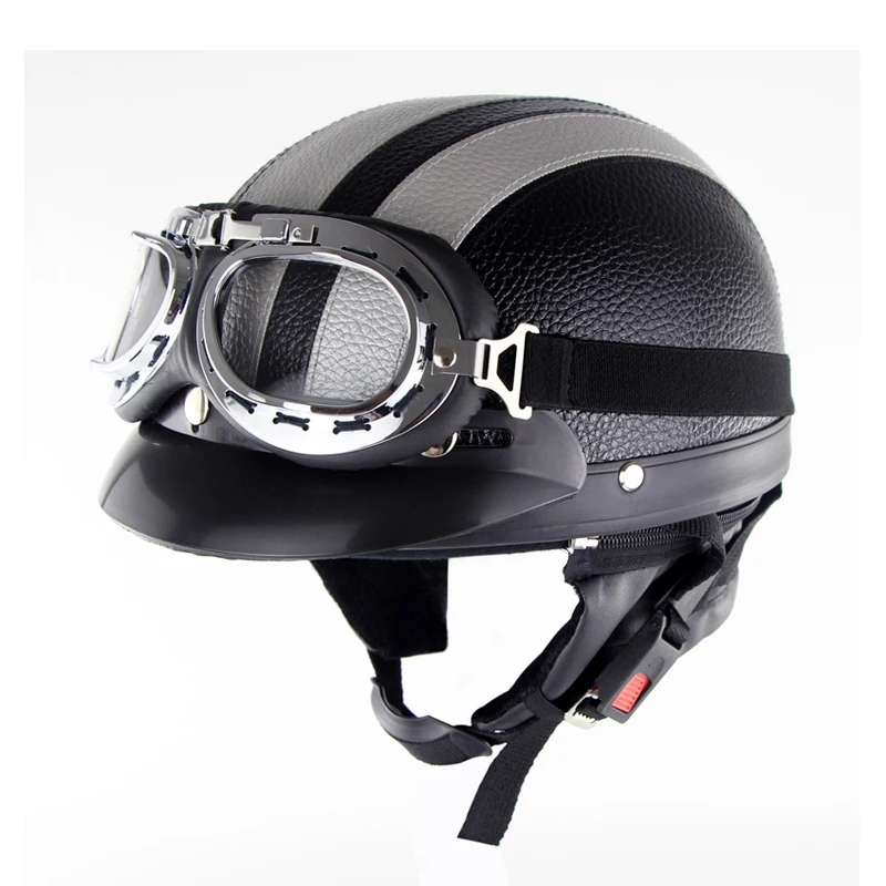Motorcycle Helmet Open Face Moto Helmet with Visor UV Goggles Retro Vintage Style Outdoor Sport Man And Woman Motocross Helmet