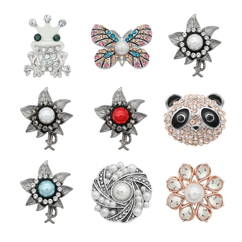 

Бабочка панда стразы цветок 20 мм Металлические кнопки ювелирные изделия DIY браслет KD1073