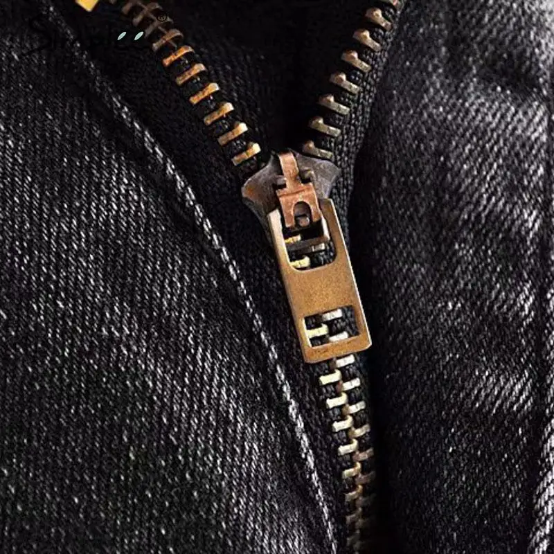 Simplee Высокая талия женскoе чернoе брюк узкие свободные джинсы Джинсовые