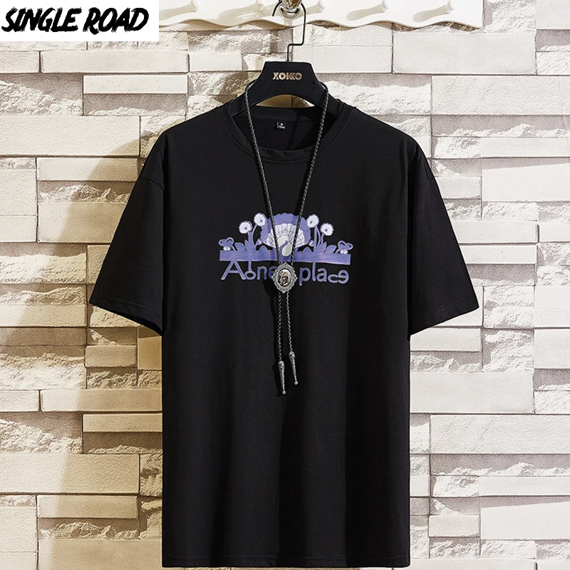 SingleRoad Мужская черная футболка для мужчин 2020 Летняя Повседневная негабаритная