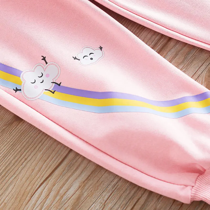 

2020 spring new girls casual pants cartoon printed cotton pants fashion simple children's sports pants female baby trousers